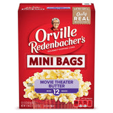 Orville Redenbacher's microwave popcorn mini bags packaging for quick snack prep.