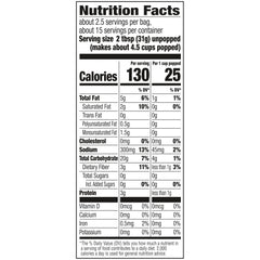 Orville Redenbacher's Naturals Simply Salted popcorn microwave steps show quick prep.