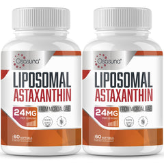 Osasuna liposomal astaxanthin 24mg bottle showing high absorption with daily use.