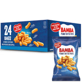 Osem Bamba peanut butter puffs pack close-up for quick family snacking.
