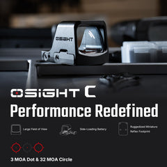Osight C Micro Red Dot with side loading battery for quick re zeroing