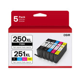 OSIR PGI-250XL CLI-251XL ink cartridge pack for Canon printers with vibrant color options.