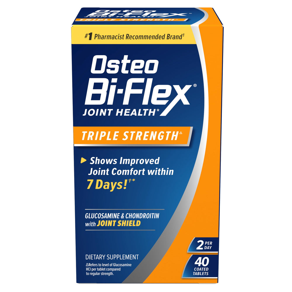 Osteo Bi-Flex Triple Strength bottle front shows joint support benefits for mobility