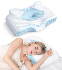 Osteo Cervical Pillow hollow center closeup shows ergonomic head support and neck alignment.