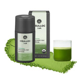 OSULLOC Volcanic Isle Matcha powder in latte setup for smooth lattes
