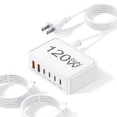 Otovoda USB-C charger block front view, six-port hub for multi-device charging