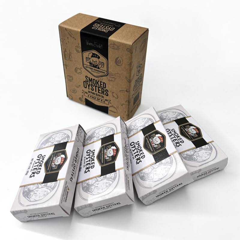 Otter Kingdom smoked oysters in olive oil, 3 oz can pack, ready to savor