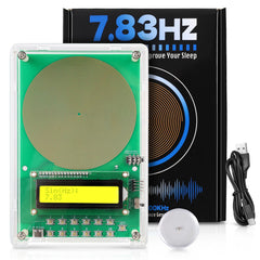 OTXUGK Schumann resonance generator in acrylic case on desktop for relaxation sessions