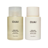OUAI Fine Hair Shampoo bottle pour—easy, travel-friendly cleansing for fine hair.