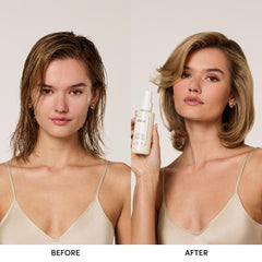 OUAI Leave-In Conditioner being applied to hair for detangling.