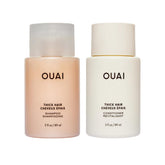 OUAI Thick Shampoo bottle close-up highlighting hydrating formula for thick hair