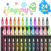 OUNIY double-line outline markers deliver vivid outlines for doodles.