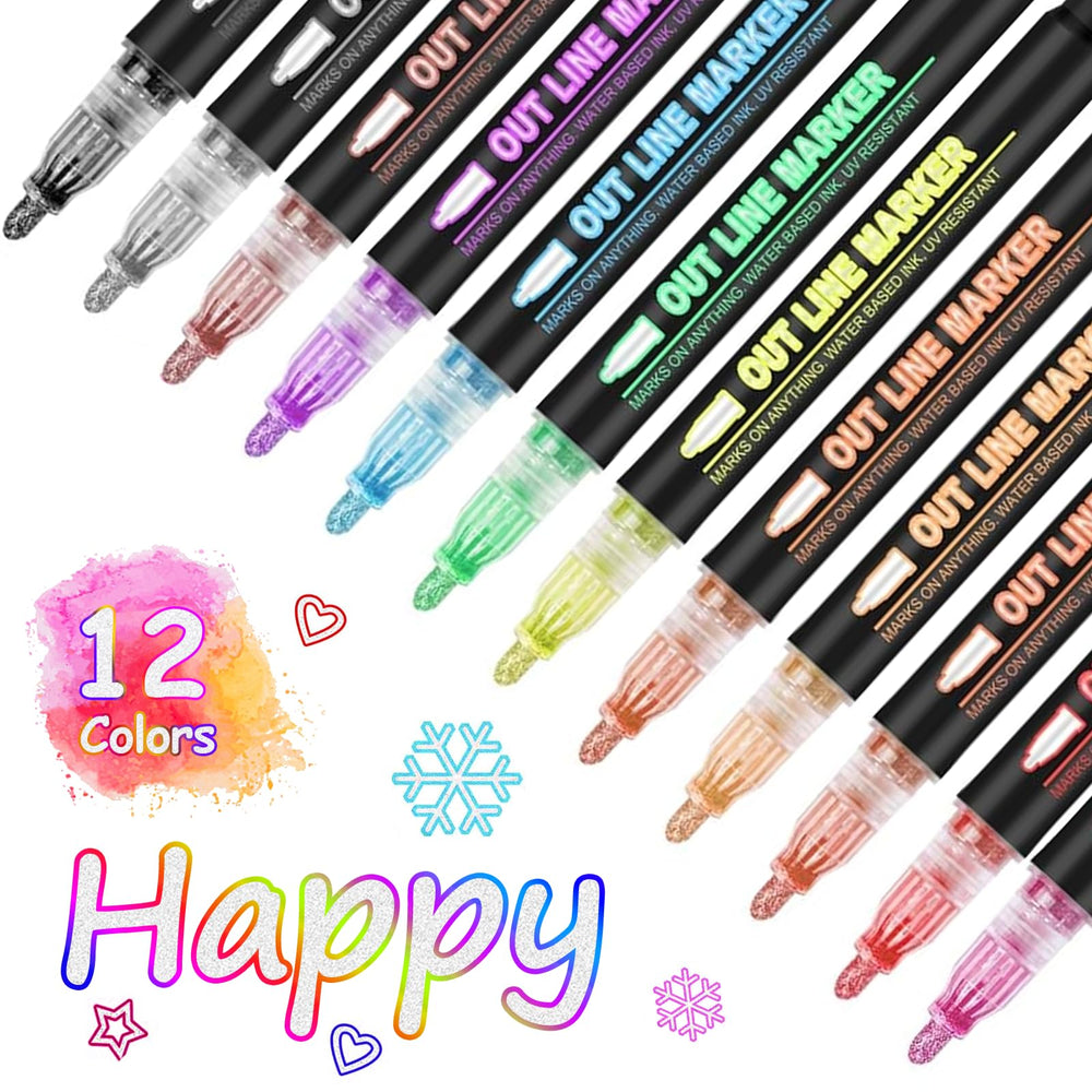 OUNIY Outline Marker Set in 12 colors for vibrant card outlines
