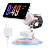 Ouotoo 3-in-1 MagSafe charging station on a tidy desk reduces cable clutter while powering multiple devices