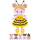 OUOZZZ 12.6-inch soft baby doll in yellow bee dress for gentle, imaginative play.