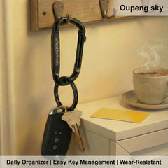 Oupeng Sky six-pack carabiners with keyrings for versatile camping organization.