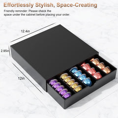 OUTIOE pull-out drawer design enables quick capsule retrieval.