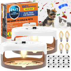 Outtkitywi flea trap inside unit with sticky pads for pet-friendly indoor control.