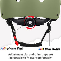 OUWOER Kids Bike Helmet Olive, rear view, safe and snug for active kids
