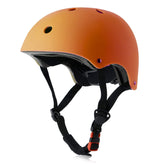 OUWOER Kids Bike Helmet orange front view with breathable vents for cool comfort.