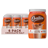 Ovaltine chocolate malt powder canister ready for family milk moments.