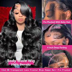 oveflect 30Inch wig full-length side view showing long body wave and fullness.