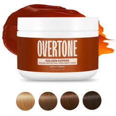 Overtone Golden Copper color-deposit mask closeup highlights vivid pigment