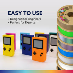 Overture Easy PLA 1.75mm spool side wind highlights smooth material flow for prints.