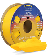 OVERTURE PETG yellow 1kg spool with neat winding for reliable layer adhesion.
