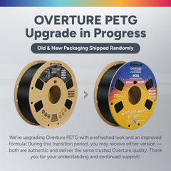 OVERTURE PETG 1.75mm filament emphasizing durability for strong prints.