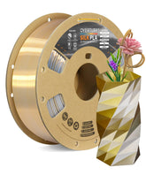 Overture Silk PLA dual-color spool showing vibrant color transitions for cosplay and decor