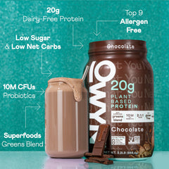 OWYN nutrition panel highlights allergen safety and carrageenan-free ingredients.