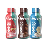OWYN protein shake strawberry banana pack for convenient, dairy-free nutrition.