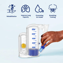 Oxgeda airflow indicator guides steady inhalation during breathing exercises.