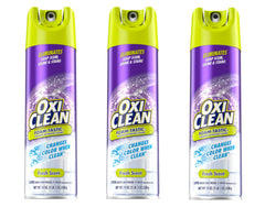 OxiClean Foam-Tastic bathroom cleaner bottle with thick foam clinging to surfaces