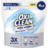 OxiClean Triple Action White Revive powder bottle brightens whites and colors