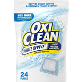 OxiClean White Revive pack box enhances white fabrics without chlorine.