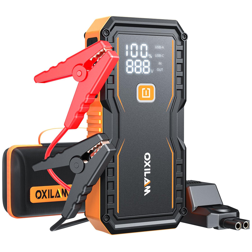 OXILAM Jump Starter 6000A front view for rapid battery revival on the road