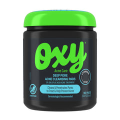 Oxy Deep Pore pad textured side exfoliates and unclogs pores for clearer skin.