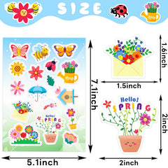 Ozepao spring garden stickers close-up highlighting bright florals and fauna