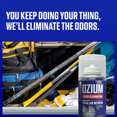 Ozium single-shot odor eliminator ready to tackle smoke smells.