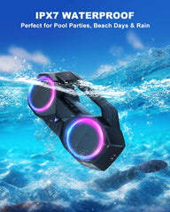 OZJ IPX7 Waterproof Shell keeps playing by poolside.