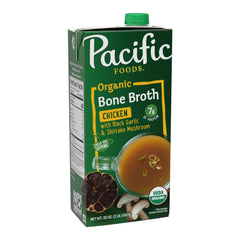 Pacific Foods bone broth bottle pour highlights rich flavor for cozy meals