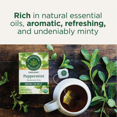Pacific Northwest organic peppermint leaves highlighting origin and quality.