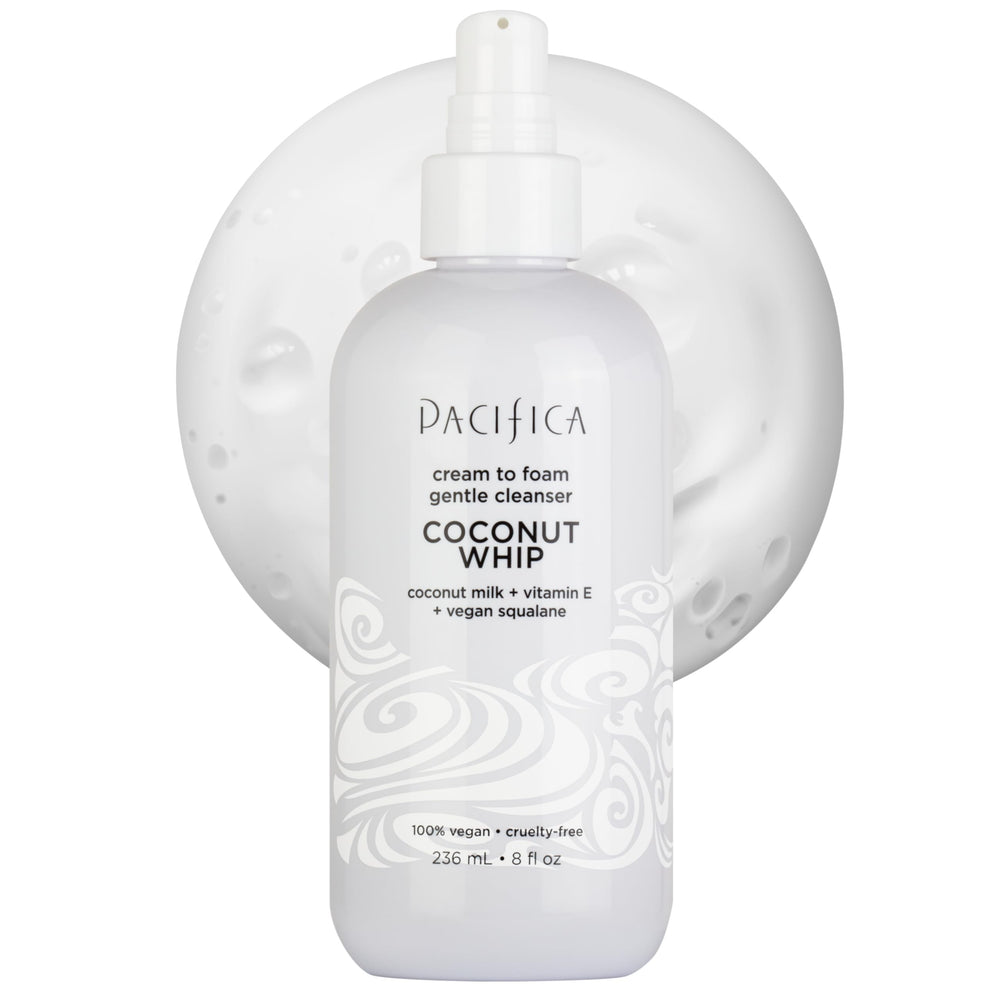 Pacifica Coconut Whip Cleanser bottle for gentle cleansing.