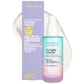 Pacifica peptide face moisturizer bottle showing creamy texture and SPF 50 protection