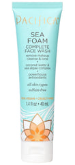 Pacifica Sea Foam mini tube front view highlighting the cleansing product and coconut scent
