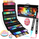 Pagather 120 colors acrylic markers with dual-tip for versatile surfaces