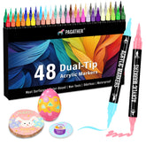 Pagather 48 colors acrylic markers ideal for stone artwork and precise detailing.