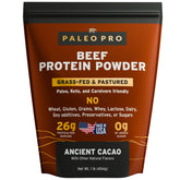 Paleo Pro Beef Protein Powder cacao bottle for convenient post-workout protein.